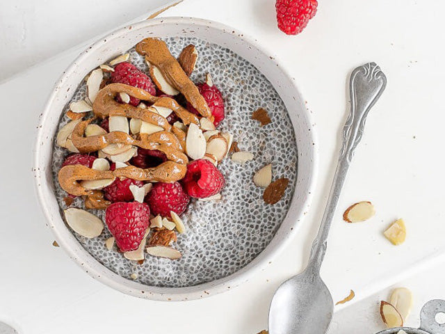 Almond Raspberry Warm Chia Pudding