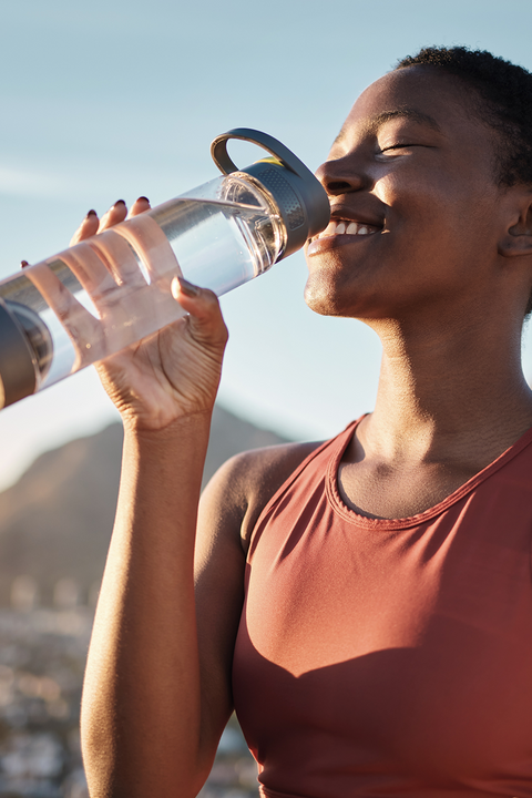 Drink half your body weight in fluid ounces of water  