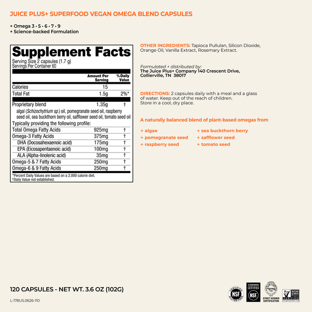 Fruit, Vegetable, Berry & Vegan Omega Blend Capsules